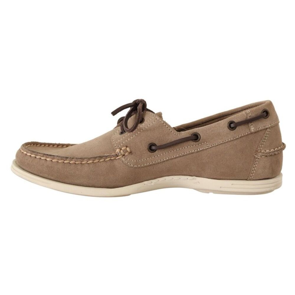 Pollini Beige Suede Low Top Mocassin Loafers Casual Men Men's Shoes
